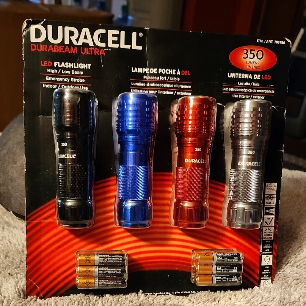 Duracell LED Flashlight Set - Black, Blue, Red, Silver